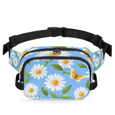Imagem de Pochete floral de margarida azul para mulheres e homens com alça ajustável, bolsa transversal, bolsa de peito, bolsa tiracolo, Cor 1