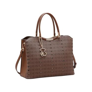 Imagem de Bolsa Chenson Feminina 3485395 – Monograma com Cristais, Design Quadrado, Café