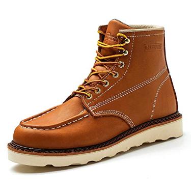 Imagem de ACDSAF Botas de trabalho masculinas – Botas de trabalho masculinas com bico macio de 15 cm, à prova d'água, Amarelo, 43