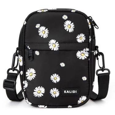 Imagem de KALIDI Bolsa tiracolo pequena para mulheres e homens, pochete de cintura com alça ajustável, Margarida preta
