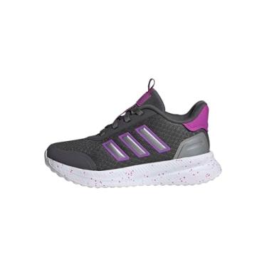 Imagem de adidas Tênis infantil X_PLR Path Elastic Lace & Strap, Cinza/Roxo Explosão/Ferro Metálico, 21