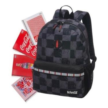 Imagem de Mochila Coca Cola Brush Xadrez + Caderno Sortido-Unissex