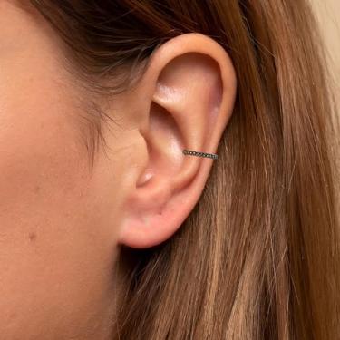 Imagem de Brinco de punho preto para mulheres, argola moderna, não perfurante, joia de zircônia cúbica