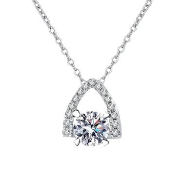 Imagem de Colar moissanite 0,8 ct prata esterlina s925 com colar moissanite Pt950 banhado a torre coração presente, médio, prata, moissanita, médio, prata, moissanita, Medium, Prata, Moissanite
