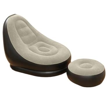 Imagem de Sofá Inflável Portátil Com Bomba De Ar Poltrona Dobrável Para Camping Praia E Casa Ao (Cinza Sofa (2 Em 1))