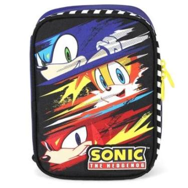 Imagem de Estojo Escolar Grande Box Menino Porta Lápis 100 Pens Sonic-Masculino
