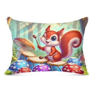 Imagem de Lindos desenhos animados esquilo floresta flanela fronhas decorativas padrão queen king size fronha fofa para cama sofá de casa, tamanho king, 50,8 cm x 101,6 cm
