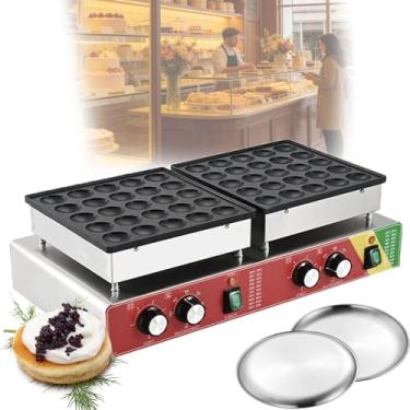 Imagem de 900w MáQuina EléTrica Para Fazer Mini Panquecas Antiaderente 50 Cavidades, Em AçO InoxidáVel,Temperatura AjustáVel E FunçãO De Temporizador Para Café Da Manhã, Lanches E Sobremesas