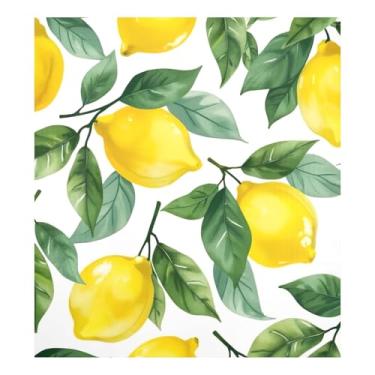 Imagem de Decoração de capa de ímã de lava-louças amarelo folhas de limão, adesivos modernos para decoração de eletrodomésticos de cozinha 58 cm L x 66 cm A