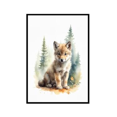 Imagem de Arte de parede de berçário botânico fofo safári floresta nebulosa urso coelho raposa lobo guaxinim cervo girafa zebra tigre aquarela decoração de quarto infantil (SKU4,20,3x30,5 cm = (20 x 30 cm