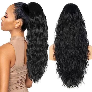Imagem de ZQIAN BEAUTY Extensões de rabo de cavalo de 66 cm rabo de cavalo com cordão feminino extensões de cabelo longo e ondulado sintético rabo de cavalo para uso diário (C)