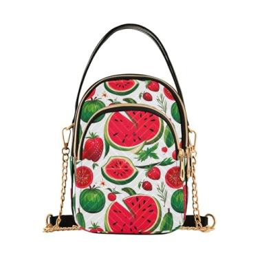 Imagem de GAIGEO Guirlanda de Natal com flores e folhas, bolsa tiracolo pequena, bolsa transversal para mulheres, Fruta com tomate e melancia - 3, One Size