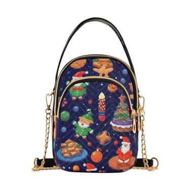 Imagem de Bolachas de gengibre em uma bolsa de ombro vermelha com zíper, bolsa tiracolo feminina, bolsa tiracolo feminina, Biscoitos de Natal - 2, One Size