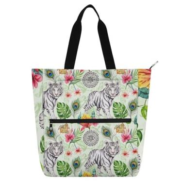 Imagem de Bolsa feminina Wild Tiger Tropic de lona para escola universitária bolsas para uso diário para amantes de livros presentes