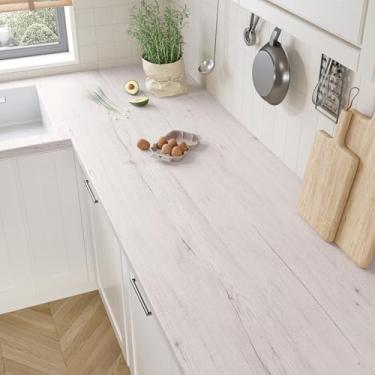 Imagem de EaseStick Papel de contato de madeira branca lilás, descasque e cole papel de vinil de madeira leve para bancada, papel de contato à prova d'água 39,9 x 406,4 cm, papel de parede de madeira adesivo