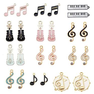 Imagem de Julie Wang - 36 Peças de Pingentes de Instrumentos de Notas de Música Esmaltadas - Piano, Violino, Símbolos Musicais