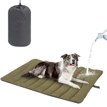 Imagem de BEAUTYZOO Cama para cães ao ar livre, impermeável, reversível, cama de viagem portátil com bolsa de transporte - lavável na máquina, durável, tapete dobrável para animais de estimação para cães médios