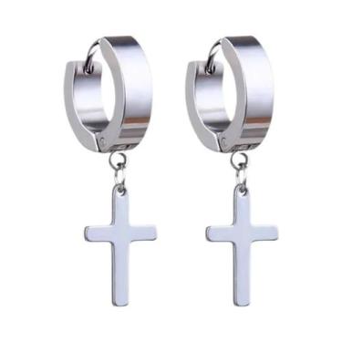 Imagem de Brincos De Argola Cruzados Em Aço Inoxidável Preto, Prata E Dourado Co