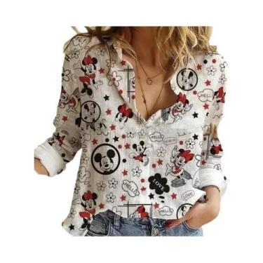 Imagem de Camisa Feminina De Manga Comprida Com Botões, Disney Minnie Mickey, Es
