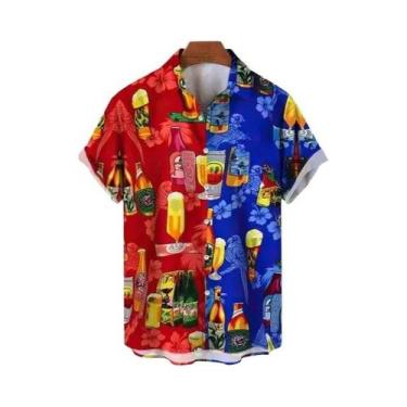 Imagem de Camisa Masculina De Verão Com Estampa 3D Para Festival De Cerveja, Est