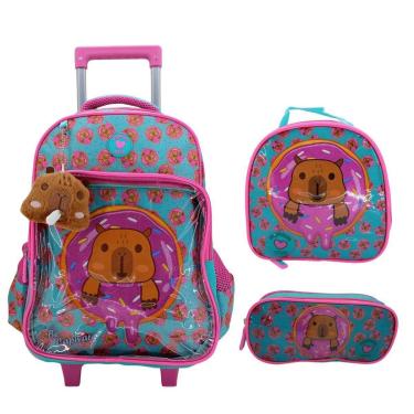 Imagem de Kit Mochila De Rodinha Capivara + Lancheira + Estojo 5390-Feminino