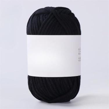 Imagem de Fio tubular - 1 pacote de 100 g - 72% algodão 28% nylon - nº 5 volumoso - 100 m - para tricô, crochê e amigurumi (21 preto)