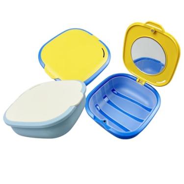 Imagem de SENLIN DENTAL 2 peças de estojo retentor com espelho, estojo alinhador com orifícios de ventilação, estojo de limpeza alinhador Protable para protetores de boca noturnos de viagem, suspensórios