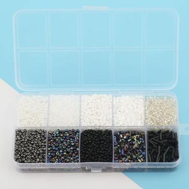 Imagem de YDJIANCAI 10 compartimentos de vidro 2 mm contas de tubo de semente contas pequenas de dois tons, para fabricação de joias, suprimentos de artesanato DIY para brincos, pulseiras, colares (cor