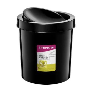 Imagem de Lixeira redonda preta basculante 43l pr10178 - primafer