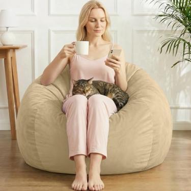 Imagem de AZHCHKE Cadeira de pufe de armazenamento de animais de pelúcia (sem enchimento), cadeira de veludo macia e confortável para adultos, crianças, adolescentes, meninas, cães, gatos, animais de estimação