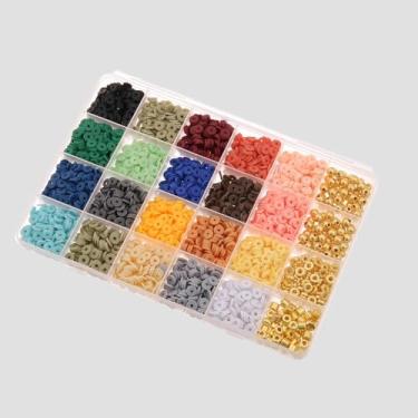 Imagem de 1 conjunto de pulseiras de contas de argila de polímero, 18 cores vibrantes com pingentes e acessórios de metal, joias faça você mesmo, pulseiras da amizade, presente, conjunto 6