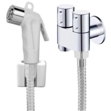 Imagem de Ducha Higiênica Completa Registro Metal Duplo + Engate Flexível Inox 1