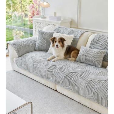 Imagem de OTOB Capa de sofá para todas as estações, lavável, antiderrapante, ultramacia, para sofá de 3 almofadas, protetor de móveis, 1 peça (cinza claro, 89,9 x 180 cm)