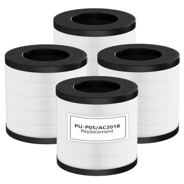 Imagem de Filtro de substituição PU-P05/AC201B para purificador de ar FULMINARE PU-P05 e purificador de ar Purivortex AC201B, substituição 3 em 1 de alta eficiência H13 True HEPA filtro de carbono ativado HEPA