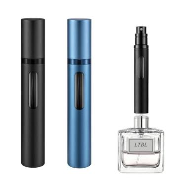 Imagem de LTBL 2 frascos recarregáveis para viagem de perfume, atomizador de perfume de fragrâncias de enchimento inferior, mini dispensador de colônia vazio, tamanho de bolso para pulverizador portátil, 10 ml