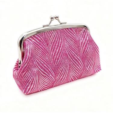 Imagem de Bolsa de Moedas de Tecido Feminina Carteira Curta de Veludo Pequena Bolsa com Fecho de Cartão, rosa