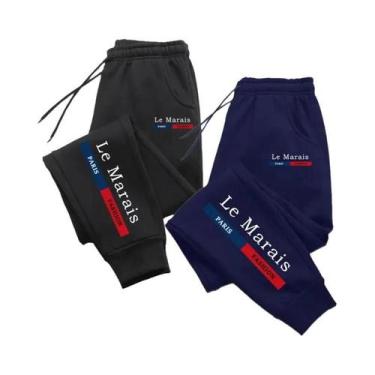 Imagem de Calças Jogger Masculinas Com Estampa Paris Le Marais 2 Em 1, Calças De