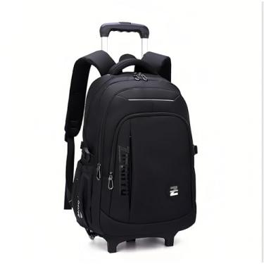 Imagem de Mochila infantil preta com rodinhas e rodinhas para escola - 2 rodas, A1# Preto - 2 rodas, A1# Large-2 Wheels, A1# 2 rodas