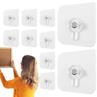 Imagem de Cabides para quadros de parede sem danos, cabides para porta-retratos | Ganchos Adesivos Ganchos Removíveis,10x cabides de parede gancho de toalha, ganchos de cozinha sem pregos, ganchos de porta-retr