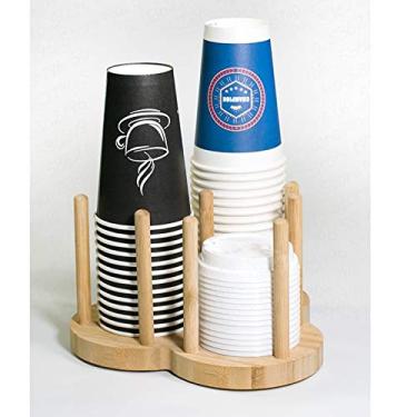 Imagem de Porta-canecas, prateleira para copos de papel de bambu, leite, chá, café, bar, balcão (bege, três linhas) (bege três)