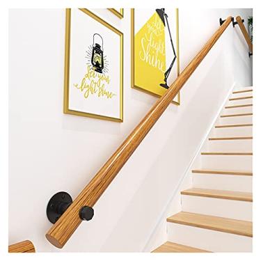 Imagem de AkosOL Kit completo de corrimão de madeira, corrimãos de escada de madeira maciça de 30 pés e 6 metros para escadas internas, loft de jardim de infância, barra de apoio antiderrapante para idosos