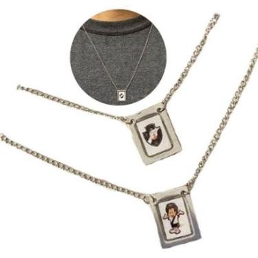 Imagem de Cordão Corrente Escapulário 60cm Masculino Feminino Time Vasco Cruz Malta Aço Inox Antialérgico-Masculino