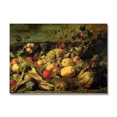 Imagem de Arte em tela vintage de frutas mortas, pintura clássica de cozinha country, decoração de parede de casa de fazenda quente para sala de jantar e cozinha. B32. 70 x 98 cm - 27,5 x 38,6 pol. Somente tela