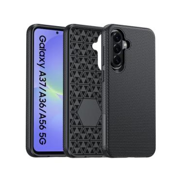 Imagem de BSNRM Capa para celular Galaxy A37+A36+A56 5G, textura antiderrapante triangular, proteção contra quedas de grau militar, capa para Samsung A37 5g, testada contra quedas de 4,3 m, TPU + PC capa à