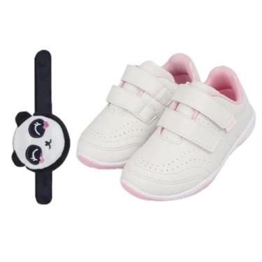 Imagem de Tênis Escolar Infantil Pampili Honey Calce Fácil Branco Ou Rosa Vem com Pulseira Porta Moedas (Branco/Rosa Glace, BR, Criança de 4 a 8 anos, Numérico, 26)