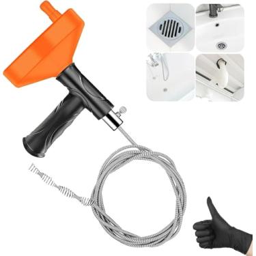 Imagem de Trado de cobra de drenagem de 33 pés, ferramenta de remoção de entupimento de cabelo de drenagem de cobra de encanamento, ferramenta de limpeza de ralo de desentupidor de pia para banheiro cozinha