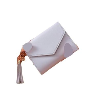 Imagem de Mini carteira de borla feminina pequena carteira feminina curta bolsa adorável carteira feminina pequena para mulheres, Roxo claro, One Size