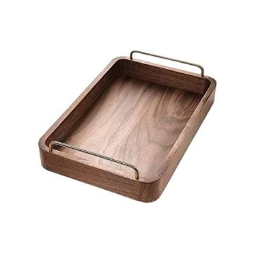 Imagem de Bandeja de armazenamento multifuncional retangular de madeira decorativa (pequena)