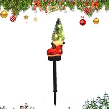 Imagem de Luzes de Natal Solares | Estacas Luzes Natal Design Botas Árvore Exterior - Lâmpada LED para Jardim Quintal Pátio