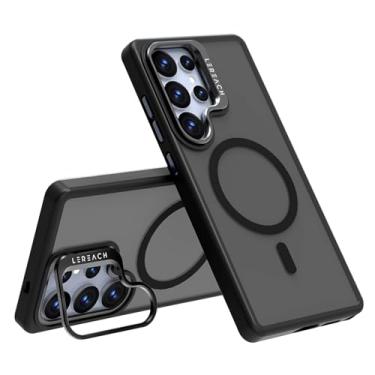 Imagem de LYJSMGZ Capa magnética para Samsung Galaxy S25 Ultra/S25 Plus/S25, capa fina anti-impressão digital, suporte de armação de lente de metal, à prova de choque, preta, S25 Ultra